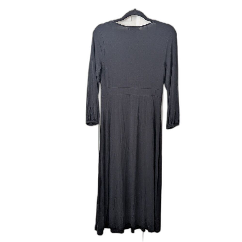 Boden Black Draped Surplice Jersey Midi Dress Women 12 Jewel Elegant Party Ready - Picture 6 of 7